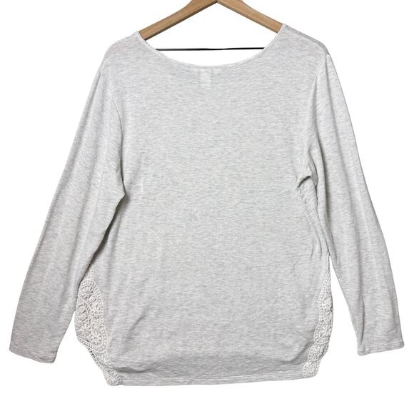 Christopher & Banks Sweater Ivory Pullover Ribbed Side Lace Detail Women’s L - Picture 2 of 12